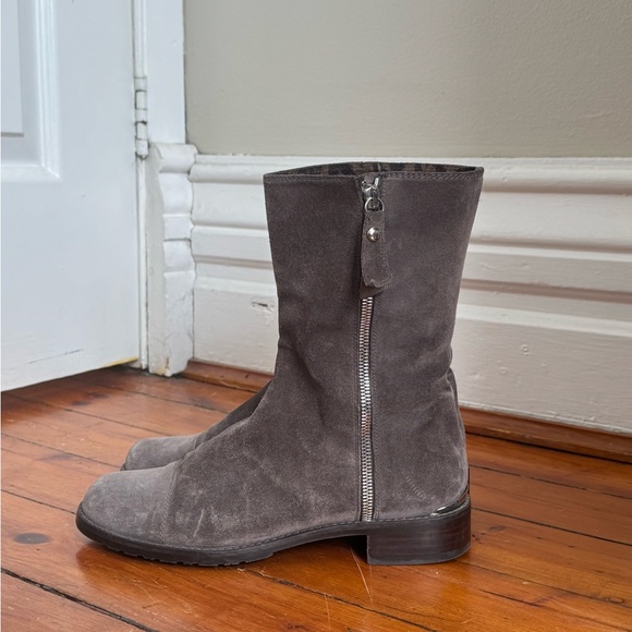 Stuart Weitzman Charcoal Suede Ankle Boots - Picture 2 of 8